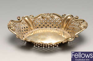A late Victorian silver trinket dish, etc.