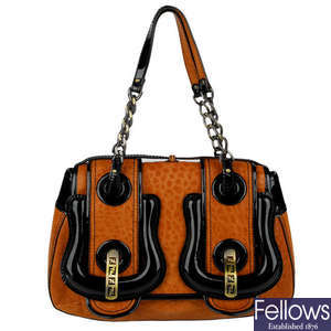 FENDI - a brown Double Buckle Flap handbag.