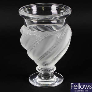 A modern Lalique clear and frosted glass vase.