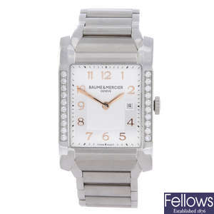 BAUME & MERCIER - a lady's factory diamond set stainless steel Hampton bracelet watch.