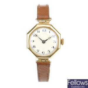 An 18ct yellow gold wrist watch.
