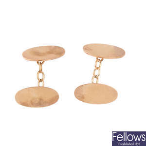 A pair of late Victorian 9ct gold cufflinks.