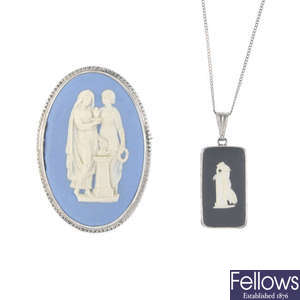 A selection of costume jewellery. To include two items of Wedgwood jewellery.