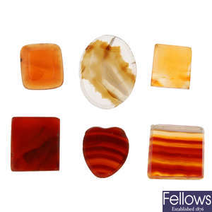 A selection of loose mainly agate panels. 