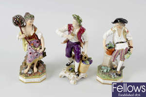 A group of five porcelain figures