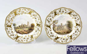 Copeland family provenance: Five assorted 19th century painted scenery plates 