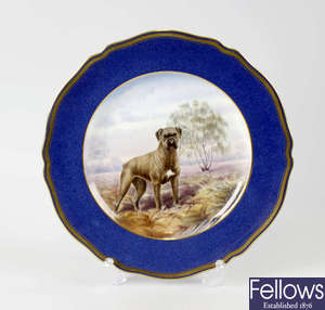 Copeland family provenance: a plate painted with a dog
