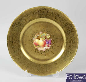 A Royal Worcester porcelain fruit-painted plate by Henry