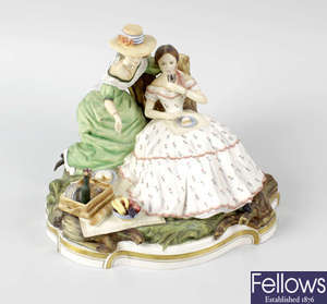 A Royal Worcester porcelain figure group, 'The Picnic'