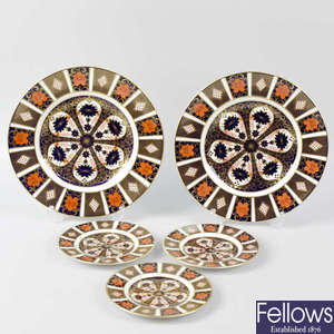 A group of Royal Crown Derby porcelain Imari pattern plates