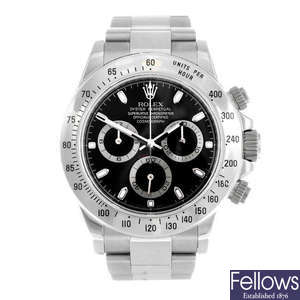ROLEX - a gentleman's stainless steel Oyster Perpetual Cosmograph Daytona chronograph bracelet watch.