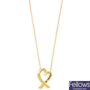 TIFFANY & CO. - a 'loving heart' pendant, and chain, by Paloma Picasso for Tiffany & CO.