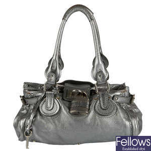 CHLOÉ - a silver leather Paddington handbag.