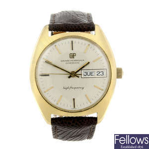 GIRARD-PERREGAUX - a gentleman's yellow metal Gyromatic wrist watch.