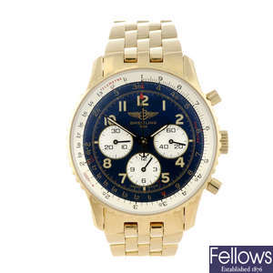 BREITLING - a gentleman's 18ct yellow gold Navitimer 92 chronograph bracelet watch.