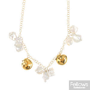 A baroque pearl necklace.