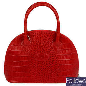 MULBERRY - a embossed small leather bowling handbag.