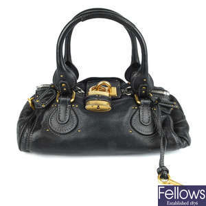 CHLOÉ - a black leather Paddington handbag.