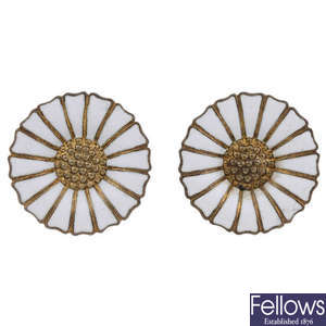 GEORG JENSEN - a pair of enamel earrings.