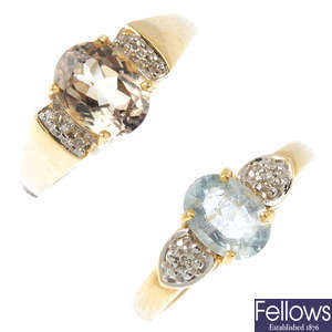 Two 18ct gold gem-set and diamond rings. 