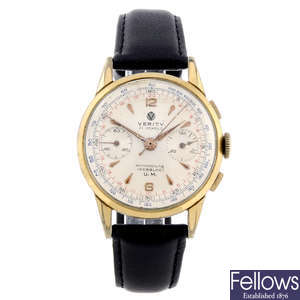 VERITY - a gentleman's gold plated chronograph wrist watch.