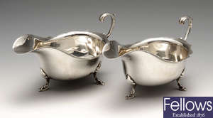 An early twentieth century pair of silver sauce boats.