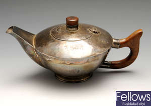 A modern silver teapot.