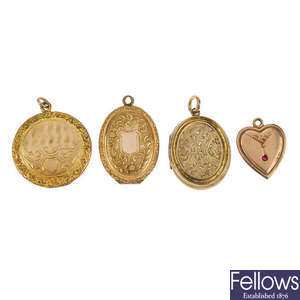 A selection of mainly rolled gold lockets.