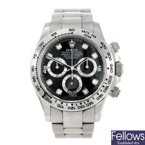 ROLEX - a gentleman's 18ct white gold Oyster Perpetual Cosmograph Daytona chronograph bracelet watch.