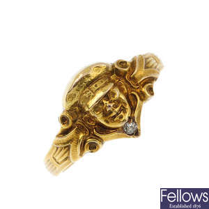 An early 20th century 14ct gold Austrian novelty ring.