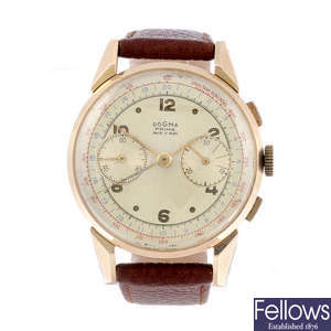 DOGMA - a gentleman's rose metal chronograph wrist watch.