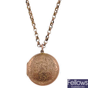 An early 20th century 9ct gold locket and chain.