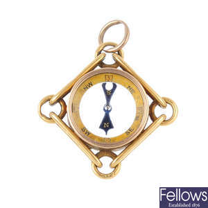 A late Victorian 18ct gold compass pendant.