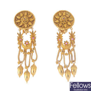 CATRAMOPOULOS - a pair of ruby earrings.