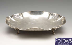A 1930's silver oval dish.