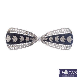 A late Victorian diamond bow brooch.
