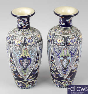 A pair of early to mid 20th century Japanese pottery vases.