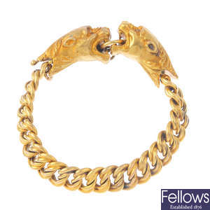 A pre-revolutionary Russian gold lion mask bracelet.