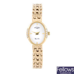 ROTARY - a lady's 9ct yellow gold bracelet watch with two lady's 9ct yellow gold Rotary bracelet watches.
