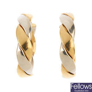 A pair of 9ct gold earrings.