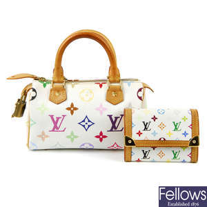 LOUIS VUITTON - a Mini Multicolore Monogram Speedy handbag and matching coin purse.