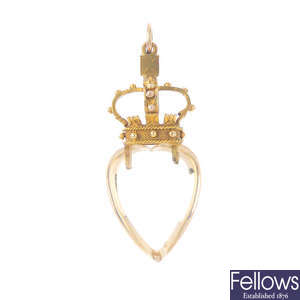 A citrine Luckenbooth pendant.