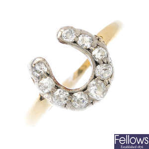 A Victorian 15ct gold diamond dress ring.