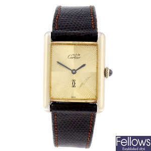 CARTIER - a gold plated silver Must De Cartier wrist watch.