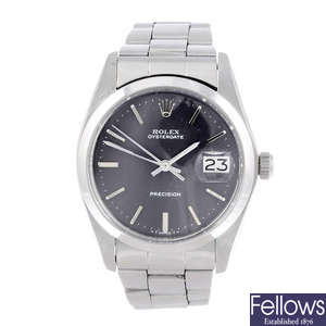 ROLEX - a gentleman's stainless steel Oysterdate bracelet watch.