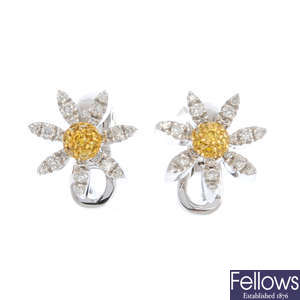 (133053-1-A) MAPPIN & WEBB - a pair of 18ct gold diamond floral earrings