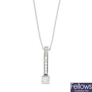 (8000356-1-A) A diamond pendant, with 18ct gold chain.
