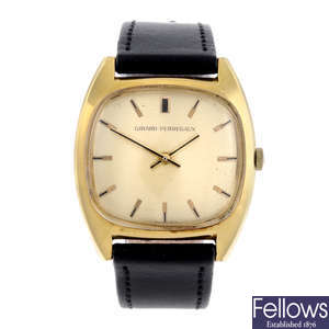 GIRARD-PERREGAUX - a gentleman's gold plated wrist watch.