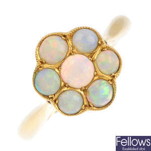 An 18ct gold opal cluster ring.
