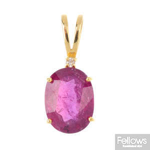 An 18ct gold ruby pendant.